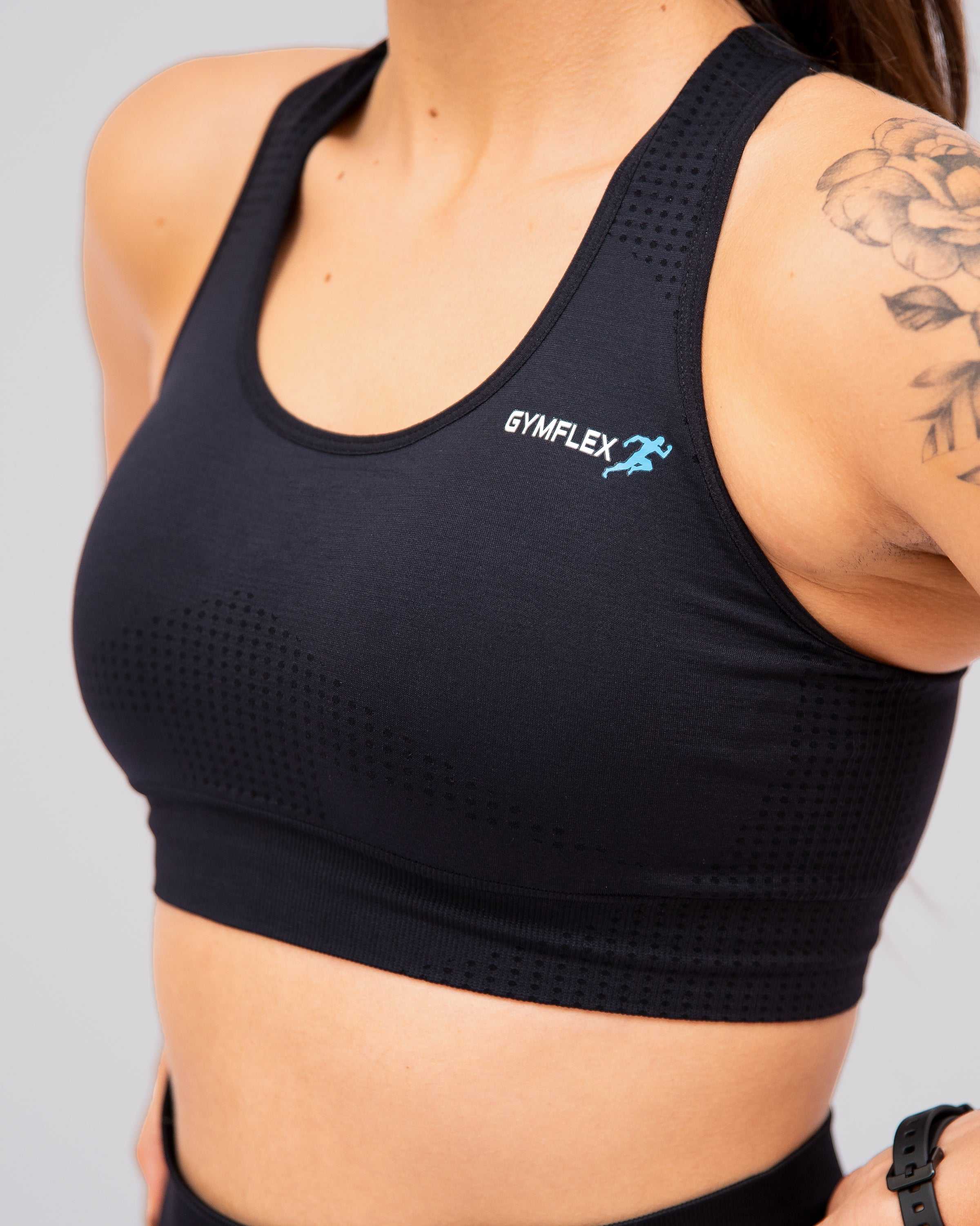 Active black seamless sports bra