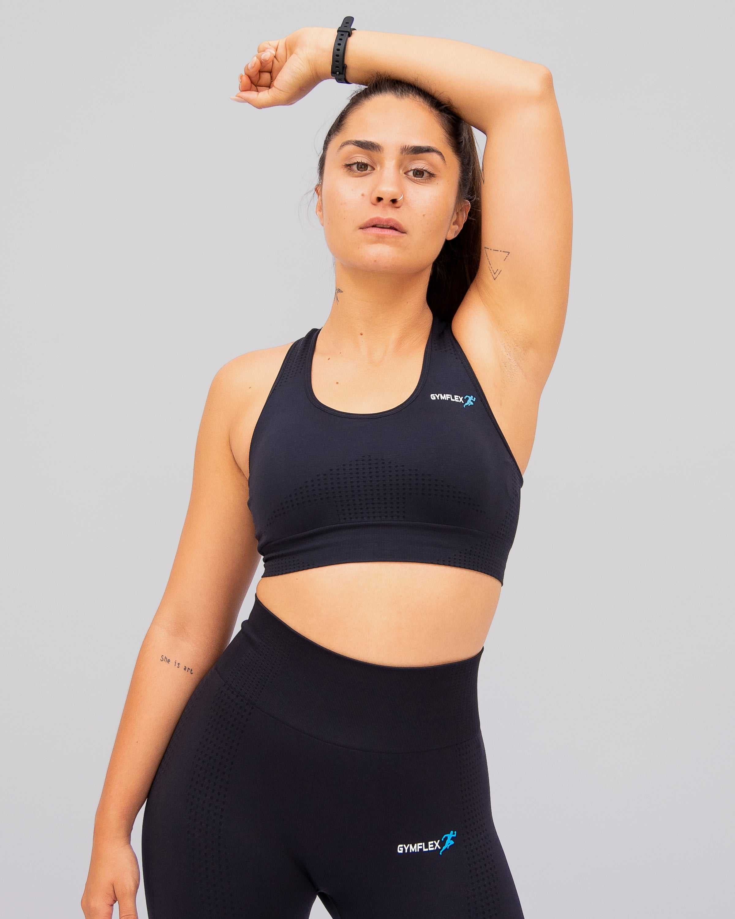 Active black seamless sports bra