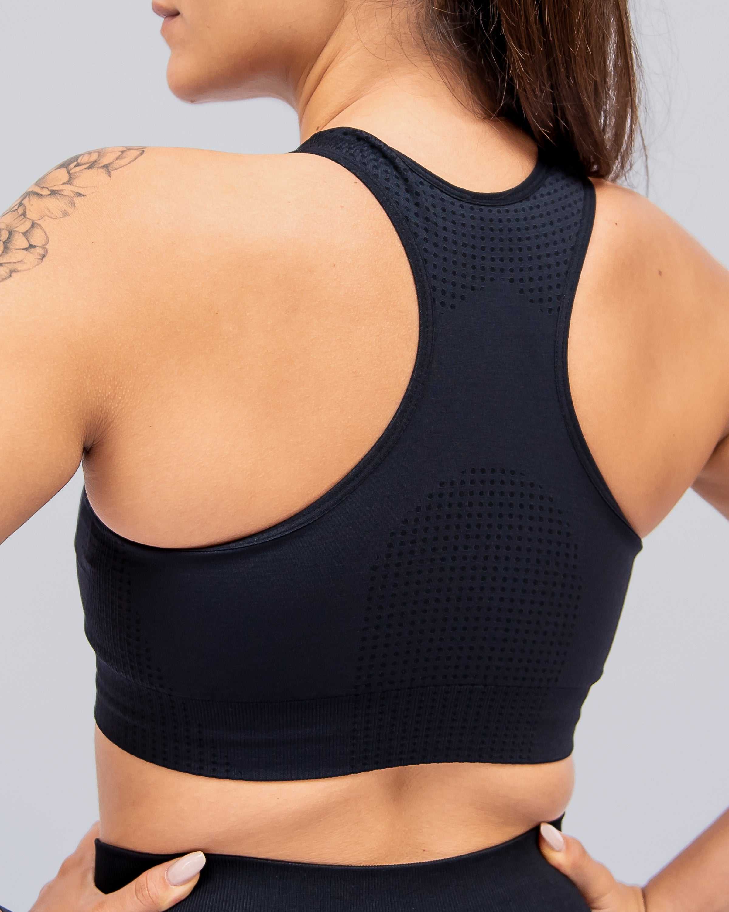 Active black seamless sports bra