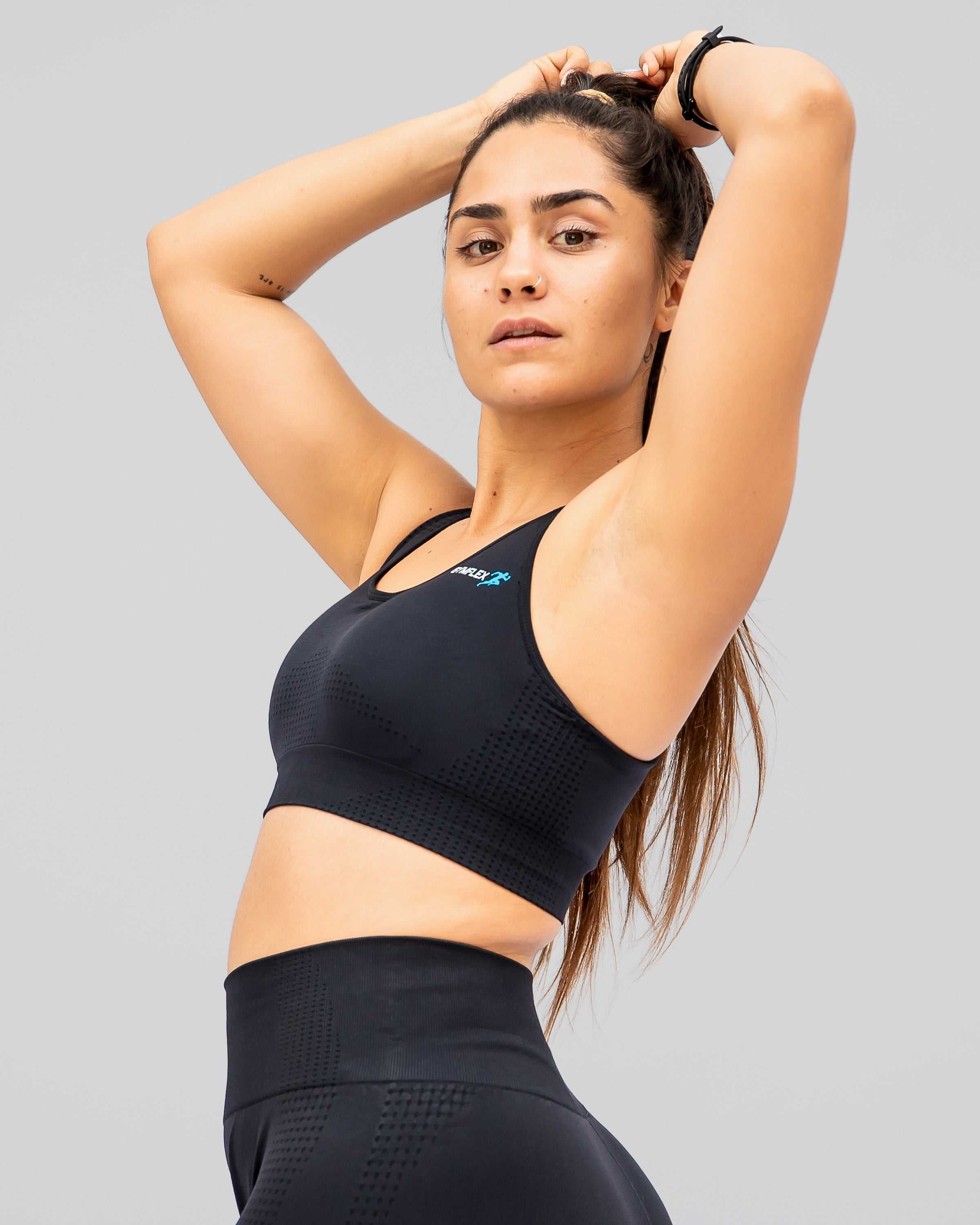 Active black seamless sports bra