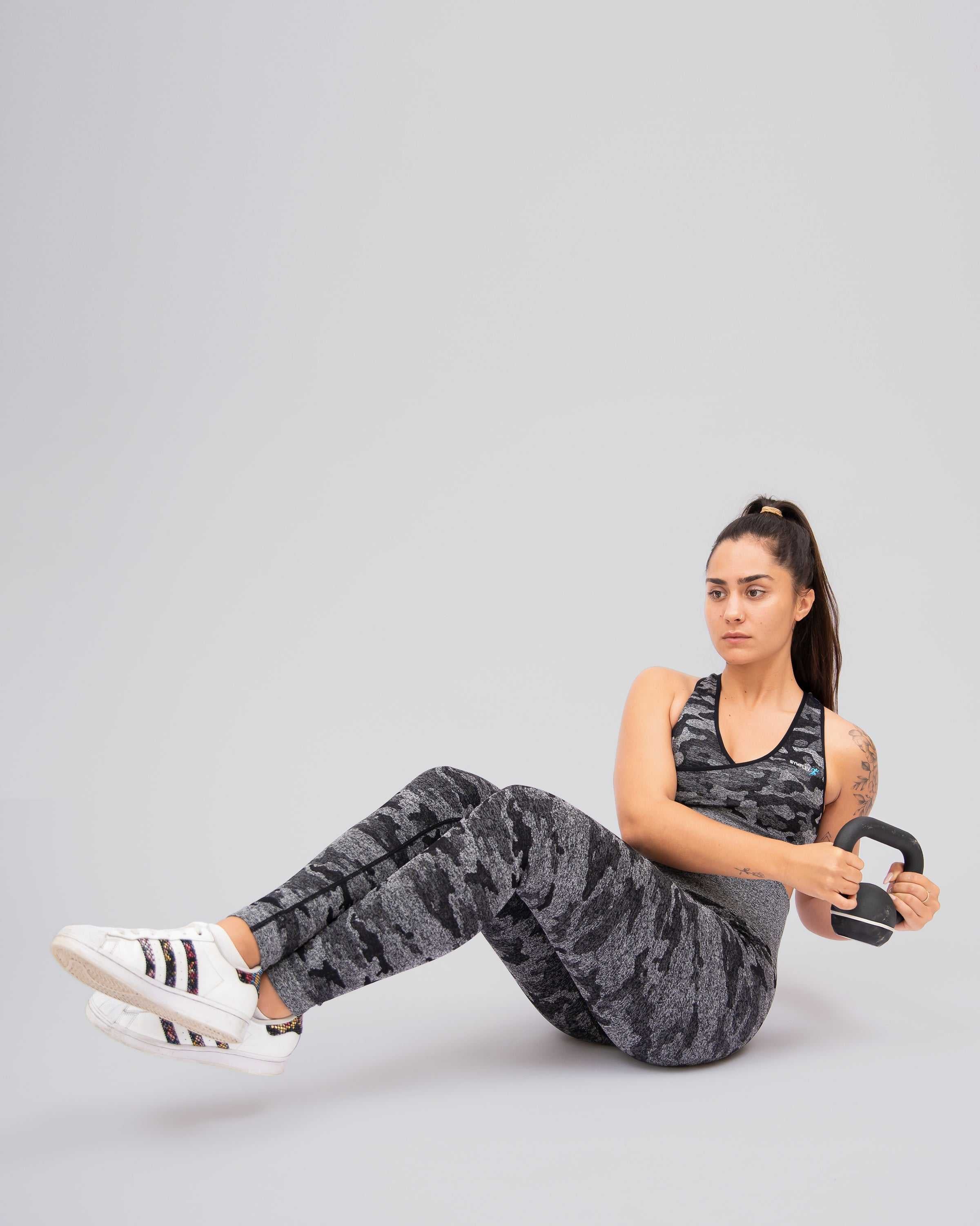 Camo Black Seamless Sports Bra