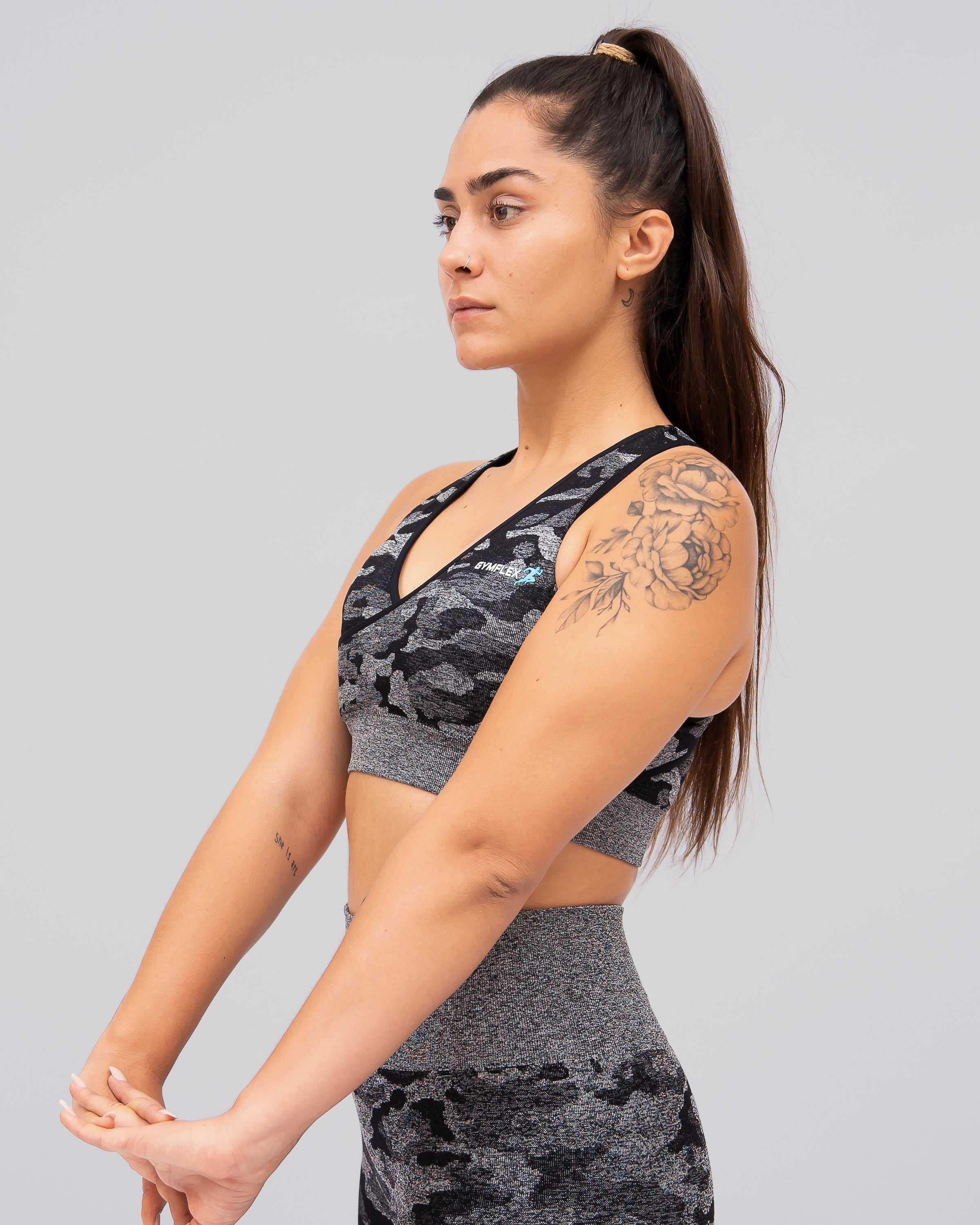 Camo Black Seamless Sports Bra