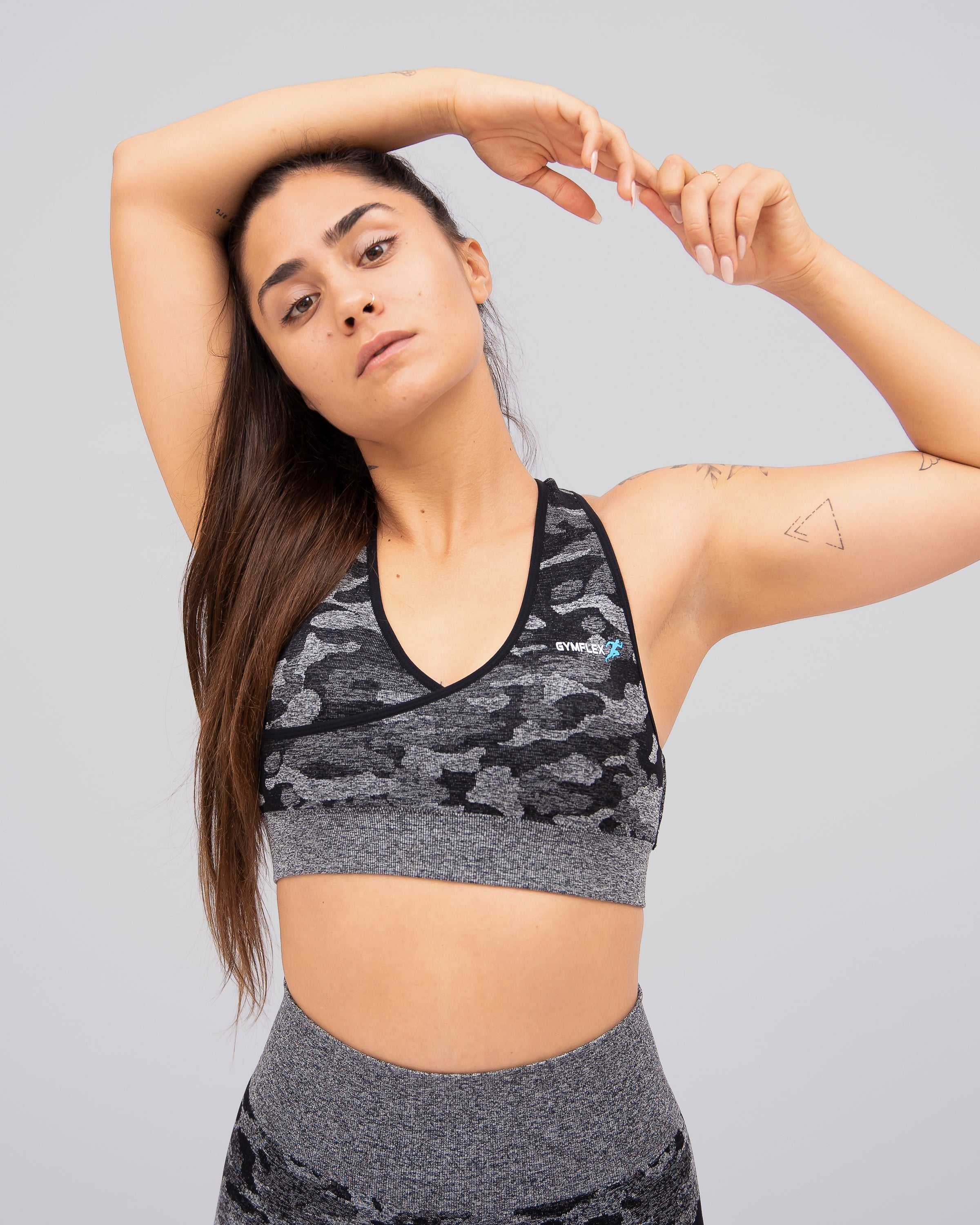 Camo Black Seamless Sports Bra