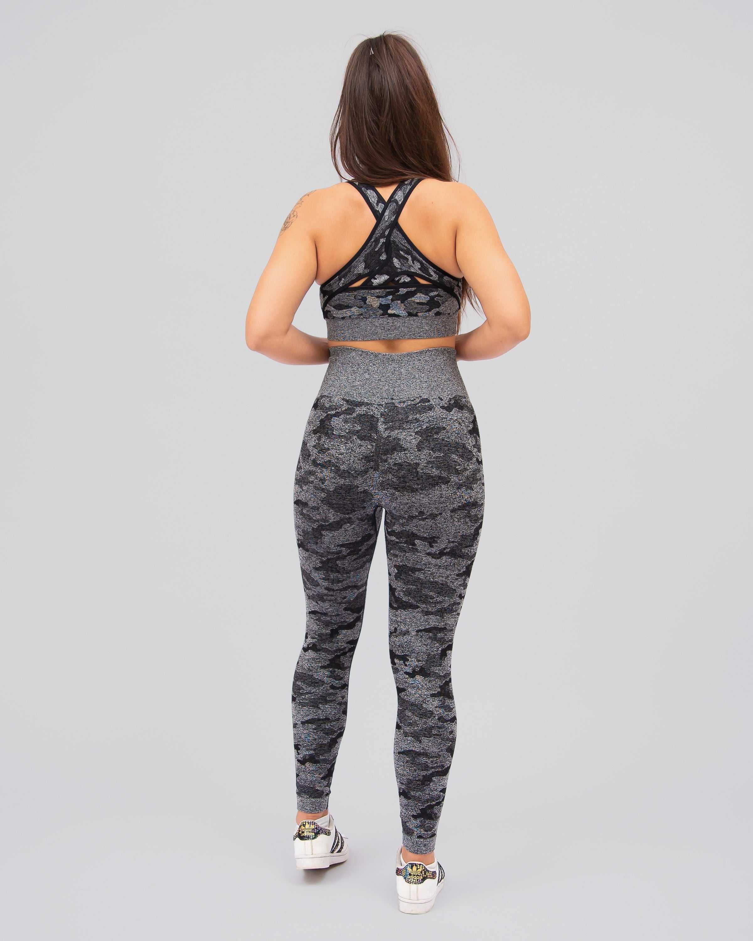 Camo Black Seamless Sports Bra