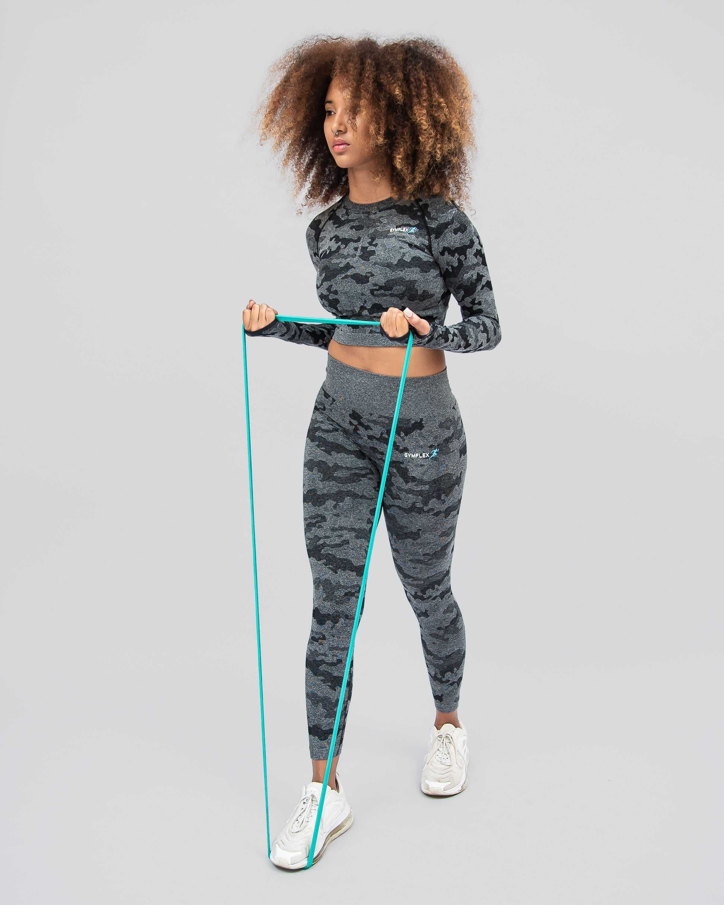 Camo Charcoal Long Sleeve Crop Top