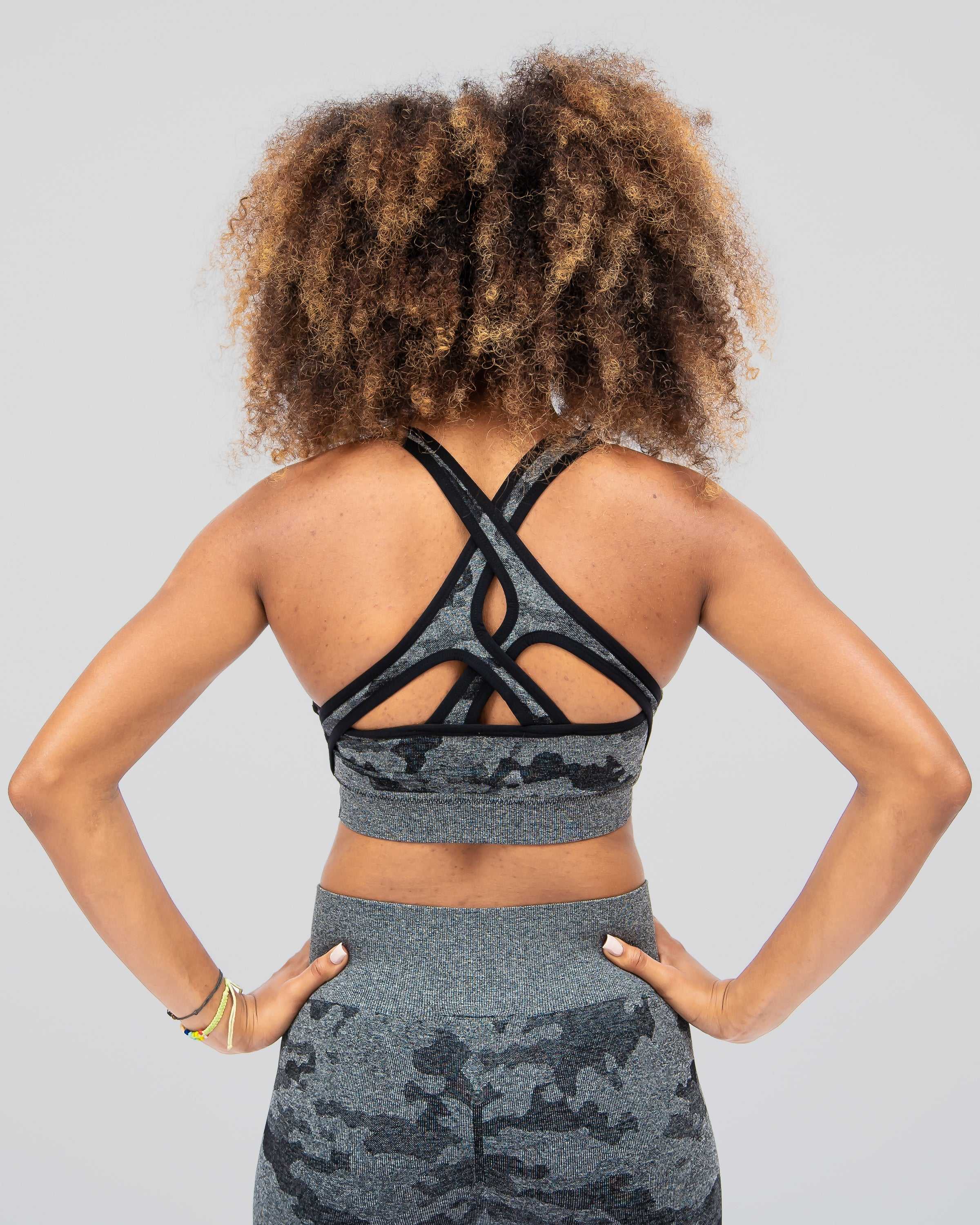 Camo Charcoal Sports Bra