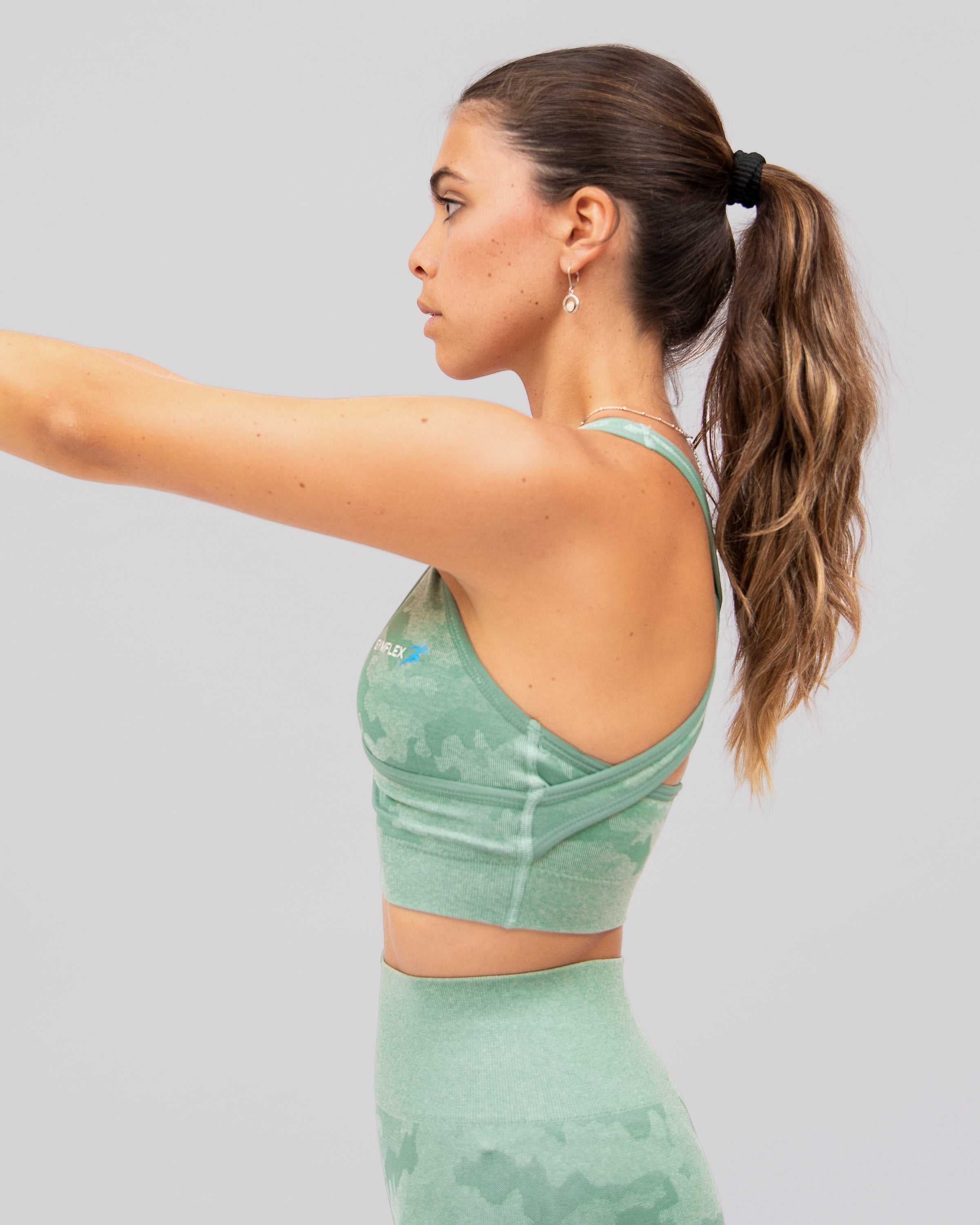 Camo Light Green Sports Bra