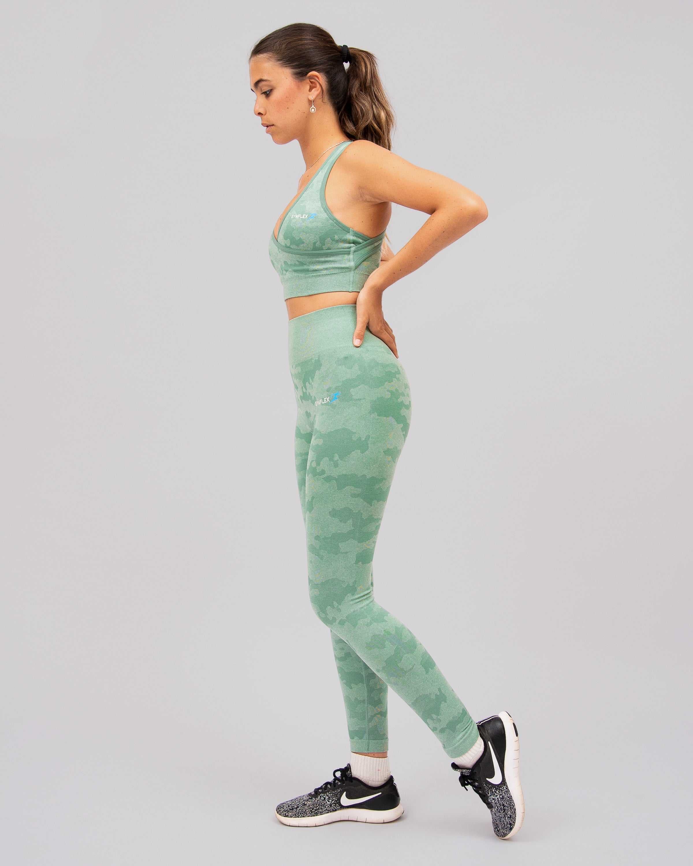 Camo Light Green Sports Bra