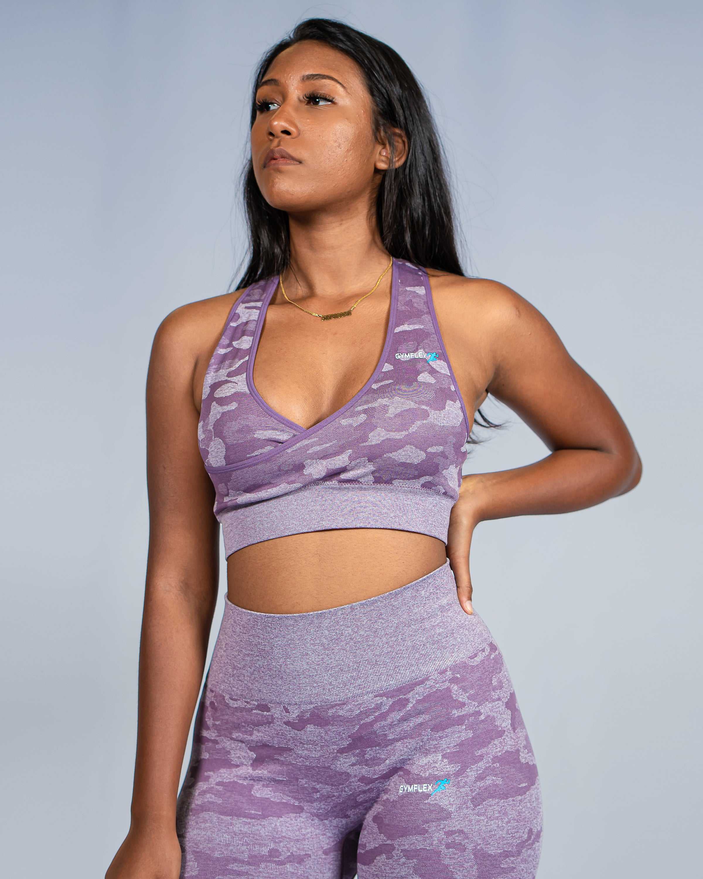Camo Light Purple Sports Bra