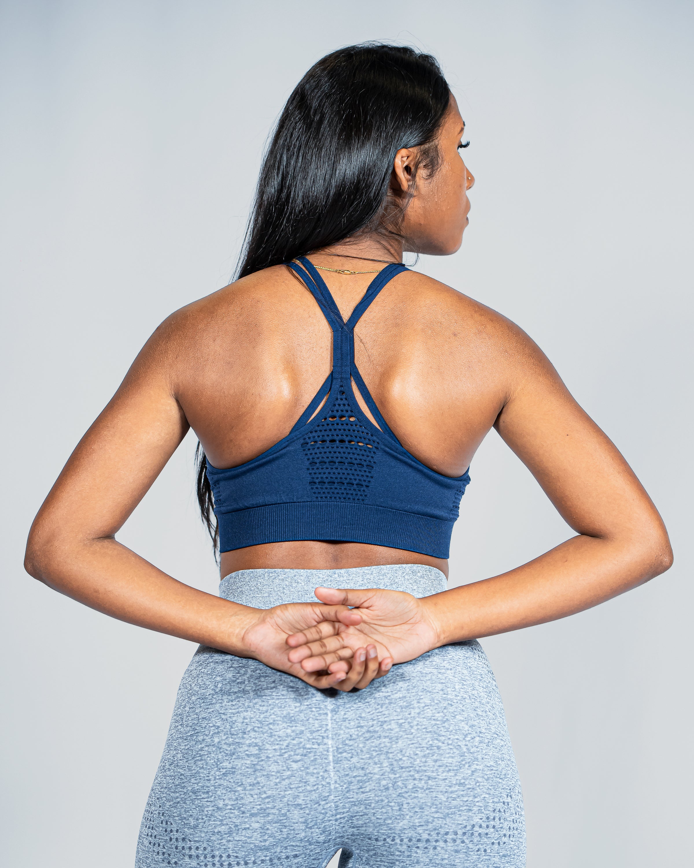 Flex Strappy Navy Blue Sports Bra