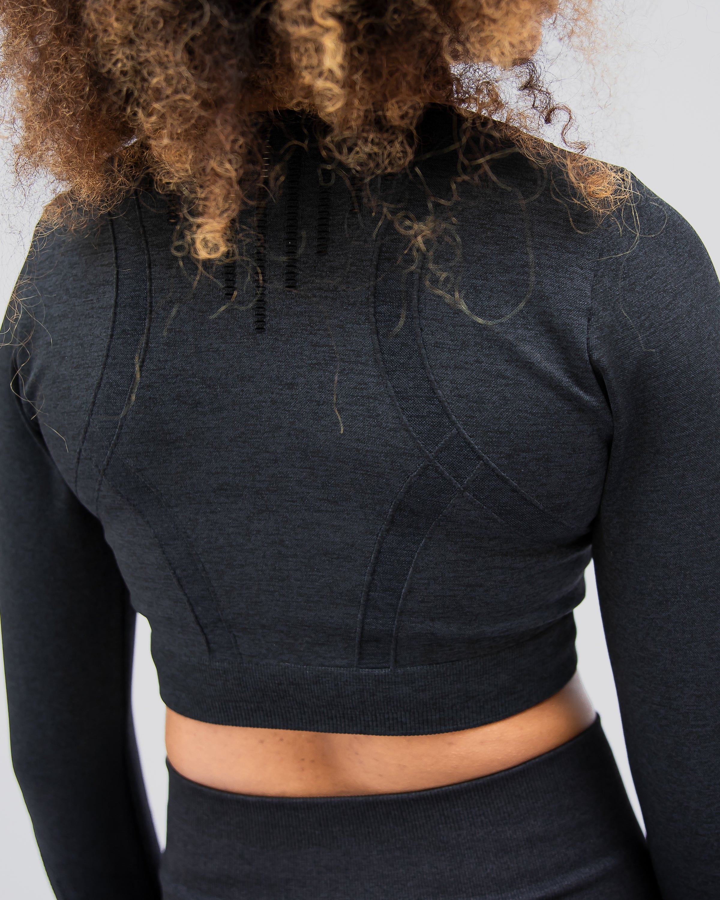 Dynamic Black Long Sleeve Crop Top