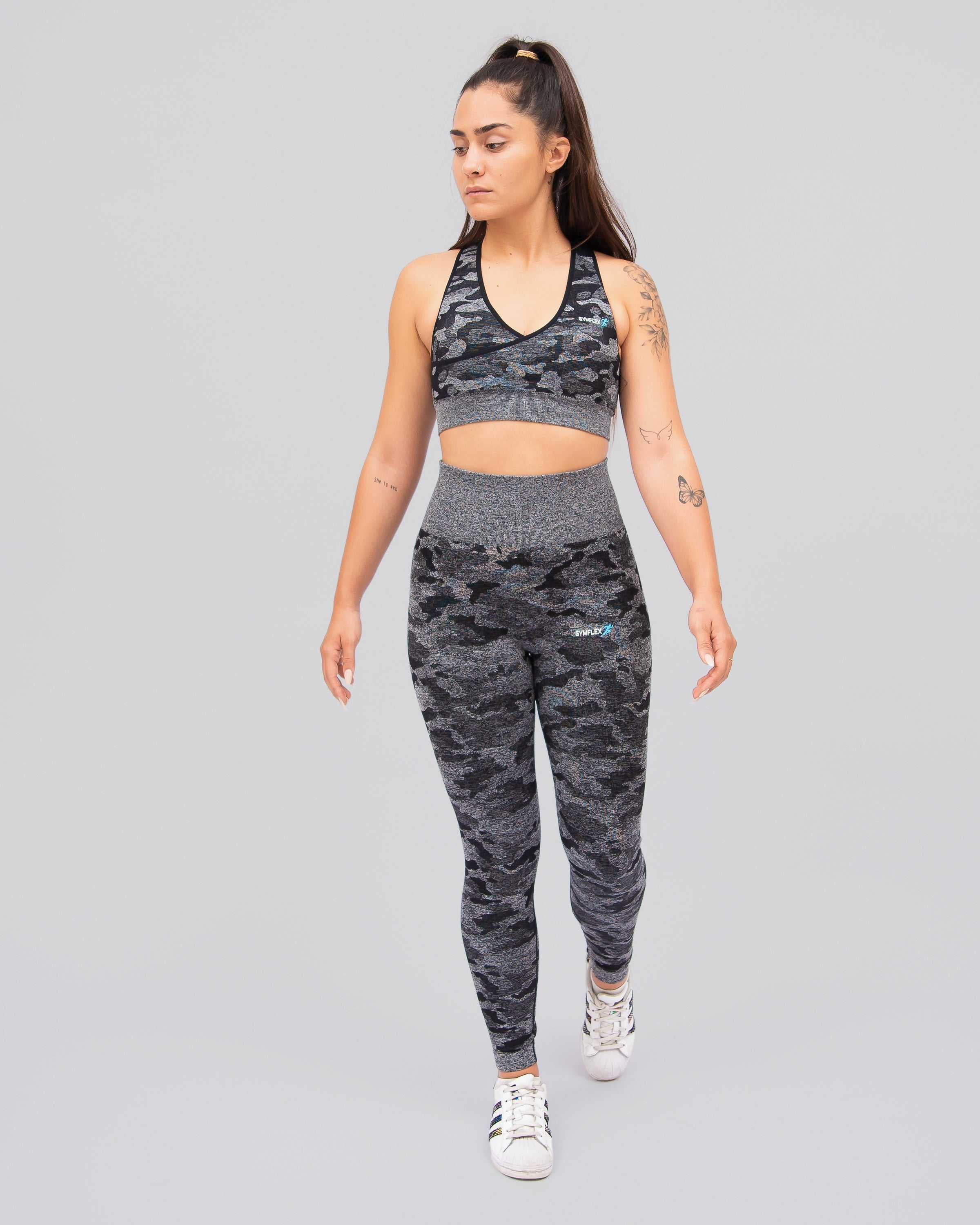Camo Black Seamless Sports Bra