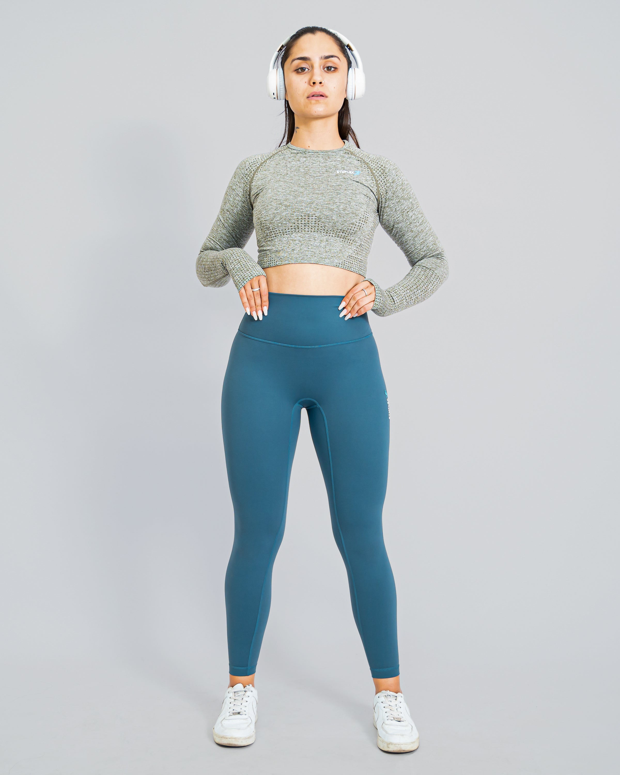 Grecian Green Long Sleeve Crop Top